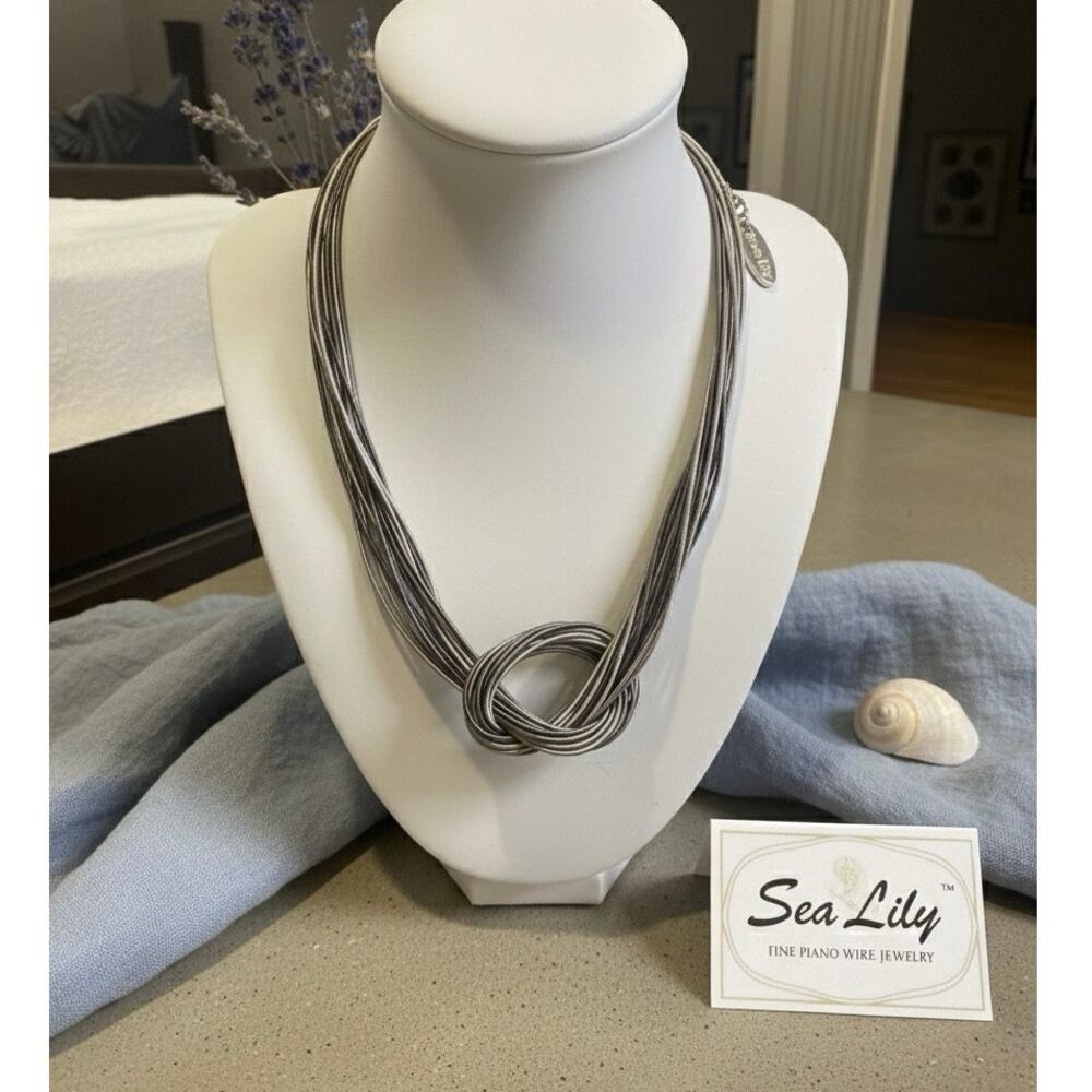 Sea Lily Large Knot Piano Wire Necklace